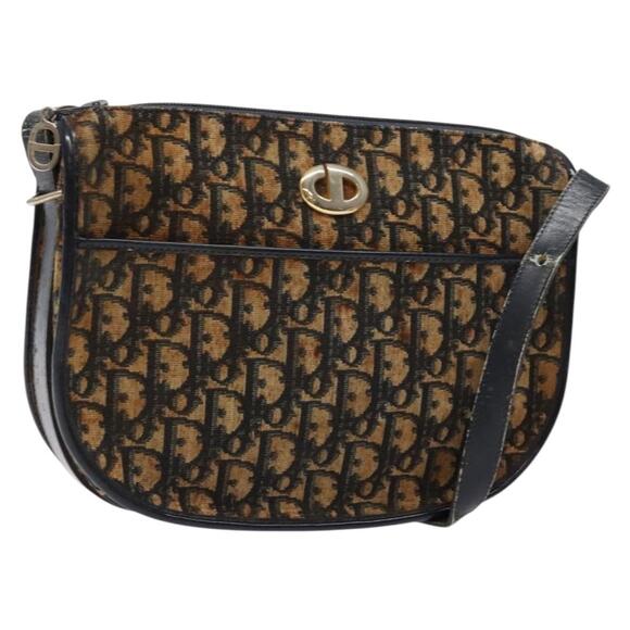DIOR Trotter Canvas Shoulder Bag Navy Gold - Picture 1 of 12